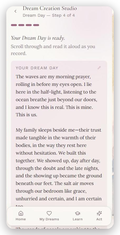 Ask & Receive Daily — a personalized Dream Day narrative